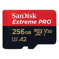 Memóriakártya SANDISK microSDXC Extreme PRO U3 V30 256 GB  + adapter Memóriakártya SANDISK microSDXC Extreme PRO U3 V30 256 GB  + adapter