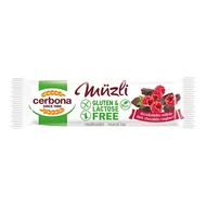 Müzliszelet CERBONA étcsokoládés és málnás gluténmentes 35g