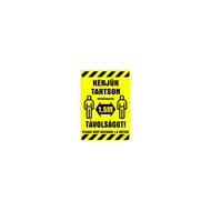 Matrica Kérjük tartson minimum 1,5 m távolságot sárga  16,5 x 11,5 cm "K"