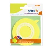 Öntapadó jegyzettömb STICK`N 70x70mm 360°-ban öntapadó szövegbuborék forma sárga 50 lap