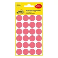 Etikett AVERY 3172 jelölőpont 18mm neon piros 96 címke/doboz 4 ív/doboz