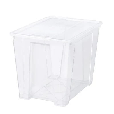 Tárolódoboz műanyag tetővel áttetsző 56x39x42cm 65 literes