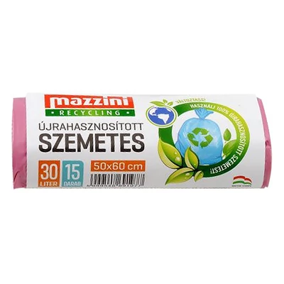 Szemeteszsák MAZZINI 30L újrahasznosított 15 db/tekercs