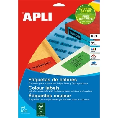 Etikett  APLI 210x297mm A/4 sárga 100 címke/doboz 100 ív/doboz